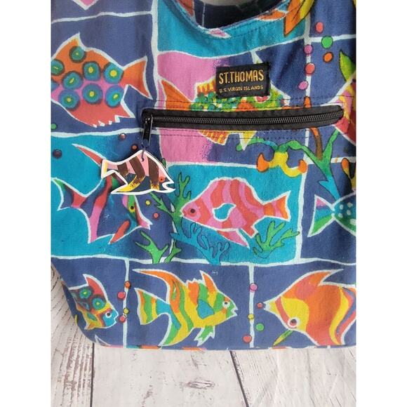 St. Thomas Virgin Islands Tropical Fish Purse Tote Bag Summer Print - Picture 2 of 16